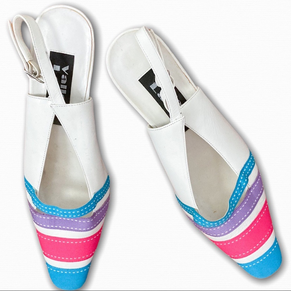 Vintage 80’s Kitten Sling Back Neon Heels SIze 6M